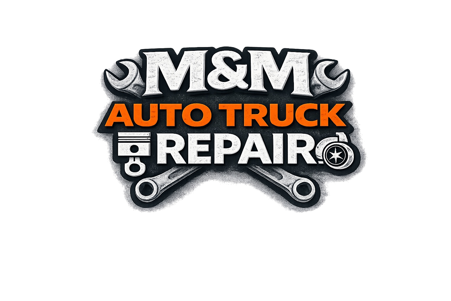 M&M Auto Truck Repair logo on transparent background